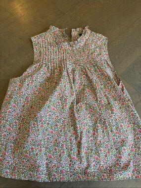 J. Crew Pink Floral Smocked Neck Sleeveless top